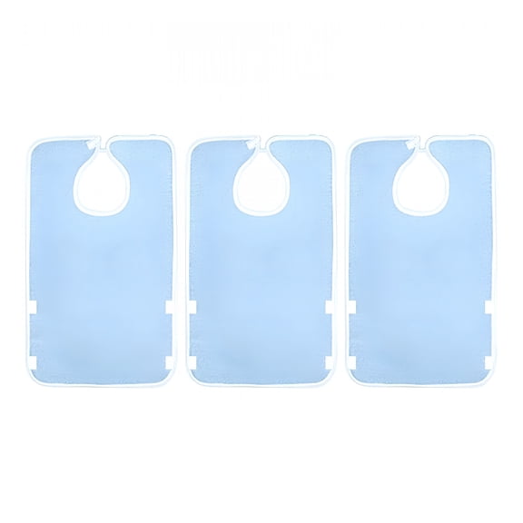 TELOLY 3 Pieces Adult Terry Bibs,Large Adult Feeding Bibs Reusable Machine Washable Clothing Protectors,Adjustable for Elderly,Women blue waterproof