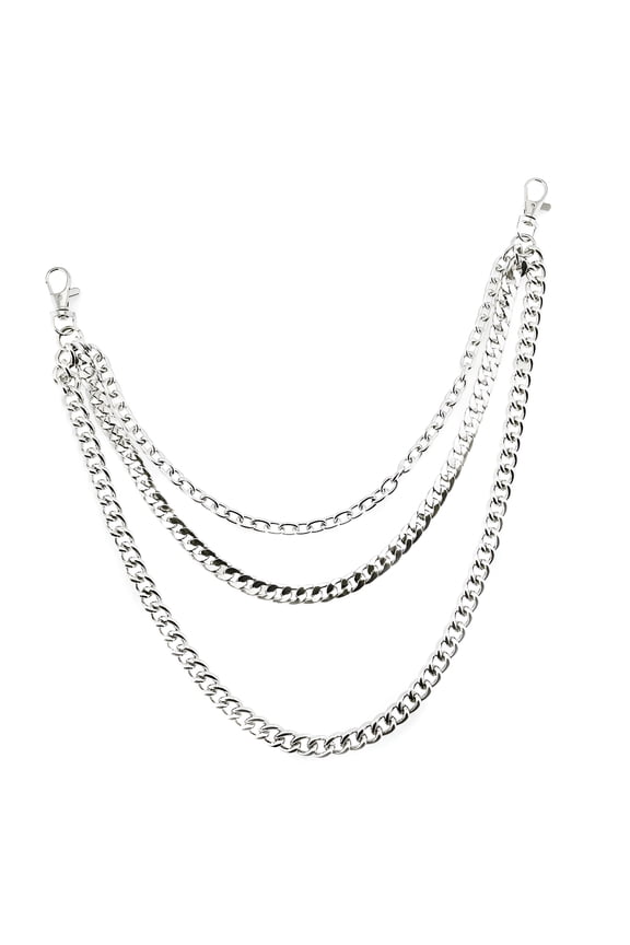 3-layer Pants Chain Trousers Chain Belt Wallet Jeans Chain for Men and Women (Silver)