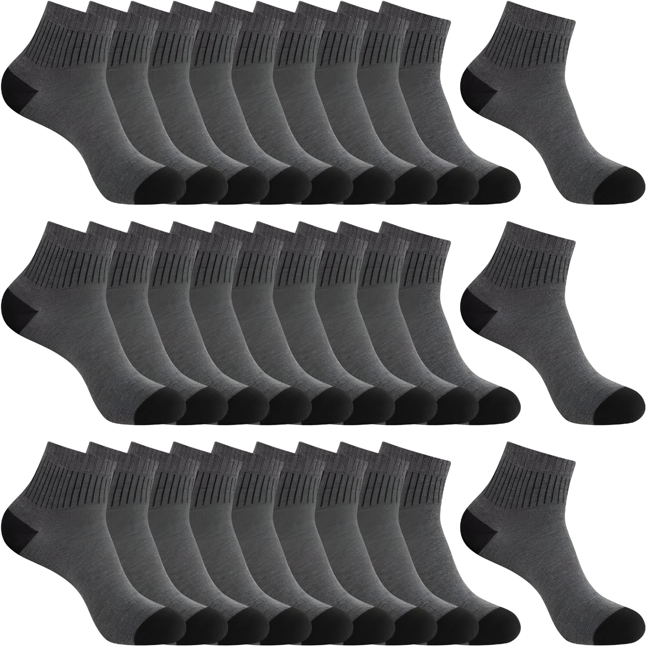 TELOLY 30 Pairs Ankle Socks for Men-Lightweight Mens Socks Size 9-12 Thin Casual Quarter Bulk Socks Socks Men 9-12