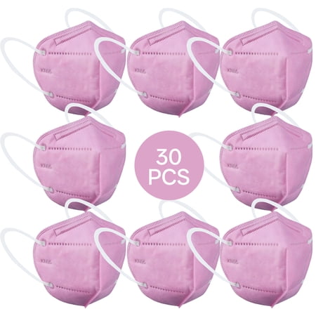 TELOLY 30Pcs KN95 Masks for Adults KN95 Protection Level KN95 Masks Contaminants Face Masks Pink