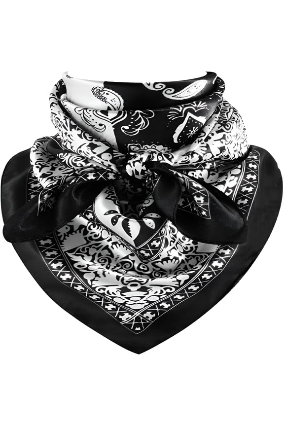 35 Inch Wild Rag Cowboy Scarves for Men, Large Rancher Neckerchief Silk Feel, Oversize Western Bandana