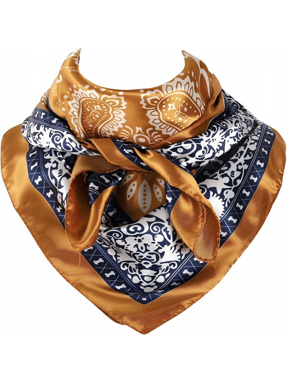 35 Inch Wild Rag Cowboy Scarves for Men, Large Rancher Neckerchief Silk Feel, Oversize Western Bandana