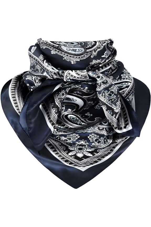 35 Inch Wild Rag Cowboy Scarves for Men, Large Rancher Neckerchief Silk Feel, Oversize Western Bandana