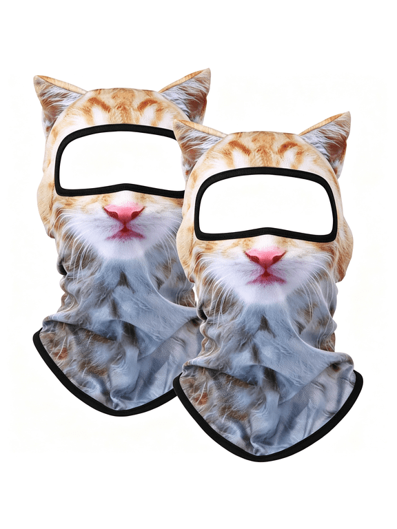 3D Cat Ski Balaclava Face Mask with Ears Cute Animal Ski Mask for Music Festivals Raves Party Outdoor Activities Cat Mask