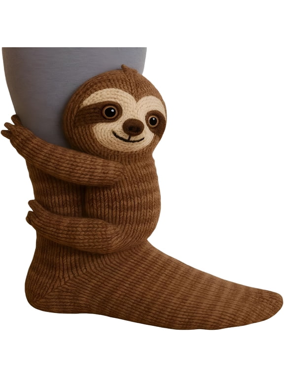 3D Knit Animal Sloth Socks for Women, Cute Plush Animals Hug Sock, Long Stocking Sock for Christmas, Unisex