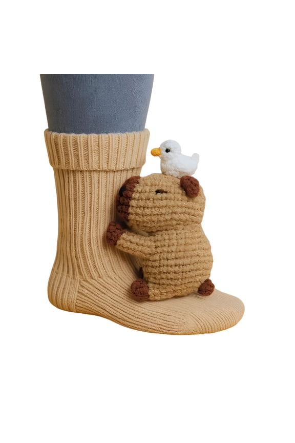 3D Knit Animal Socks Sloth Fuzzy Socks, Machine Washable Knit Christmas Socks for Men & Women, Various 3D Animal Pattern Designs, Winter Warm Style