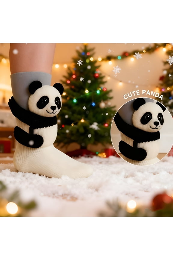 3D Knit Animal Socks, Sloth Hugging Socks for Women, Soft Long Stocking Stuffers Sock, Funny Christmas Stocking, Hug Hug Animal Socks