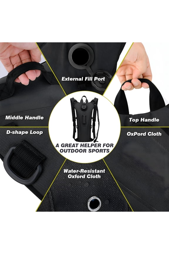 3L Water Bag Backpack Pack Camping Water Tactical Reservoir System Bladder Hydration, Black