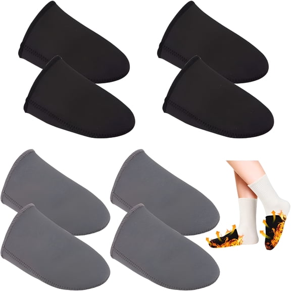 TELOLY 3Mm Thickened Toe Neoprene Warmers - 4 Pairs Foot Warmers for Men Women Winter Keep Feet Warm Hunting Cycling Skiing