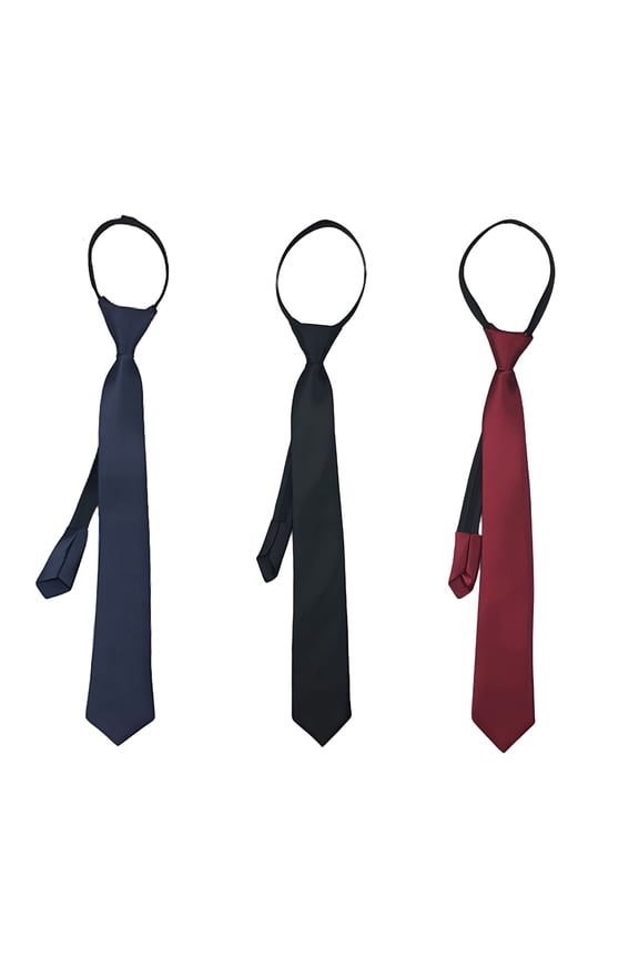 3PCS Kid's Tie, Solid Color Business Zipper Ties, 38cm