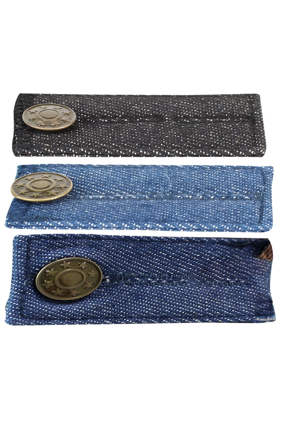 3PCS Waist Extender Durable Jeans Pants Button Extender Adjustable Waistband Expanders for Men Women (Black,Light Blue,Dark Blue)