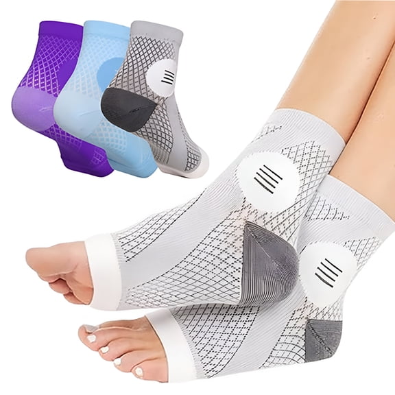 TELOLY 3Pair Neuropathy Socks Toeless Compression Socks Breathable Comfortable Ankle Socks Relief Athletic Socks For Arch & Heel, for Men and Women