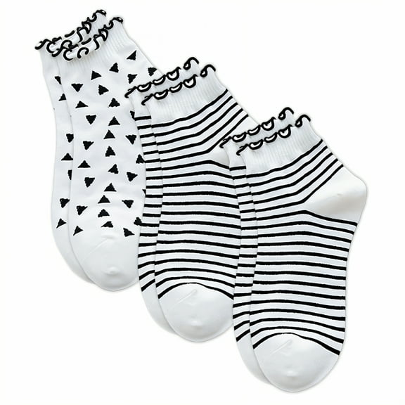 TELOLY 3Pairs Ankle Socks for Women,Short Sock Design Ruffle Socks,Frilled Edge Style Womens Socks Size 9-11,Combination2