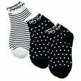thumbnail image 1 of TELOLY 3Pairs Ankle Socks for Women,Timeless Color Combo Ruffle Socks,Ankle-Length Cut Womens Socks Size 9-11,Combination4, 1 of 1