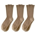 thumbnail image 1 of TELOLY 3Pairs Fuzzy Socks for Women,Rolled Edge Design Boot Socks for Women,Soft Casual Style Long Socks for Women,Brown, 1 of 5