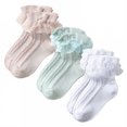 thumbnail image 1 of TELOLY 3Pairs Kids Socks,1-3 Years Old Ruffle Socks,Breathable & Sweat-Wicking Lace Socks,Combination1, 1 of 1