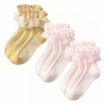 thumbnail image 1 of TELOLY 3Pairs Kids Socks,4-6 Years Old Ruffle Socks,Breathable & Sweat-Wicking Lace Socks,Combination4, 1 of 1