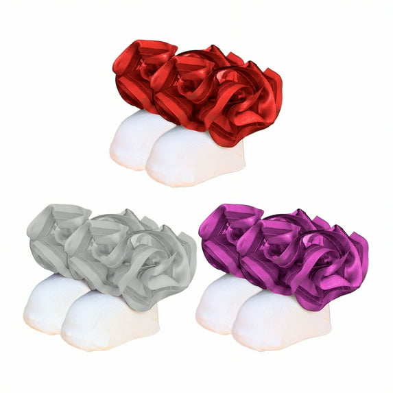 TELOLY 3Pairs Kids Socks,4-6 Years Old Ruffle Socks,Breathable and Sweat-Absorbing Lace Socks,Style3,15-18Cm