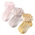 thumbnail image 1 of TELOLY 3Pairs Kids Socks,4-6 Years Old Ruffle Socks,Lightweight Fabric Lace Socks,Combination3, 1 of 1