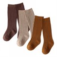 thumbnail image 1 of TELOLY 3Pairs Kids Socks,5-8 Years Old Girl Socks,Double-Needle Ribs Tube Socks,Style1, 1 of 1