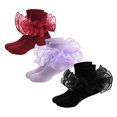 thumbnail image 1 of TELOLY 3Pairs Kids Socks,6-8 Years Old Ruffle Socks,Solid Color Lace Socks,Style3,18-20Cm, 1 of 1