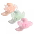 thumbnail image 1 of TELOLY 3Pairs Kids Socks,8-10 Years Old Ruffle Socks,3D Anti-Slip Heel Design Lace Socks,Style1,20-22Cm, 1 of 1