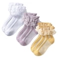 thumbnail image 1 of TELOLY 3Pairs Kids Socks,,Breathable & Sweat-Wicking Lace Socks,Lace Ruffle Socks, 1 of 7