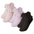 thumbnail image 1 of TELOLY 3Pairs Kids Socks,Autumn Season Ruffle Socks,Lace Trim Lace Socks,Combination1, 1 of 1