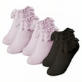 thumbnail image 1 of TELOLY 3Pairs Kids Socks,Odor Protection Ruffle Socks,Short Ankle Length Lace Socks,Combination6, 1 of 1