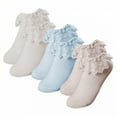 thumbnail image 1 of TELOLY 3Pairs Kids Socks,One Size Fits All Ruffle Socks,100% Cotton Lace Socks,Combination3, 1 of 1