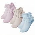 thumbnail image 1 of TELOLY 3Pairs Kids Socks,Summer Season Ruffle Socks,Spring Season Lace Socks,Combination1, 1 of 1