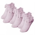 thumbnail image 1 of TELOLY 3Pairs Kids Socks,Summer Season Ruffle Socks,Spring Season Lace Socks,Purple, 1 of 1