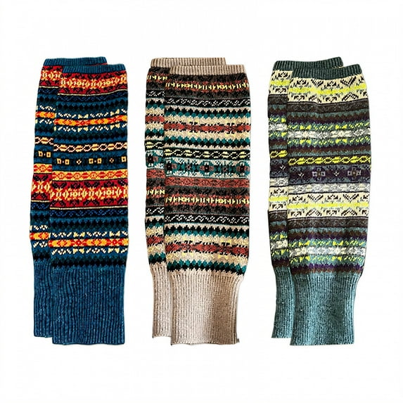 TELOLY 3Pairs Leg Warmers for Women Winter,Slouchy Sock Cover Leg Warmers for Girls,Thick Wool Blend Leg Warmers 80S Women,Combination2