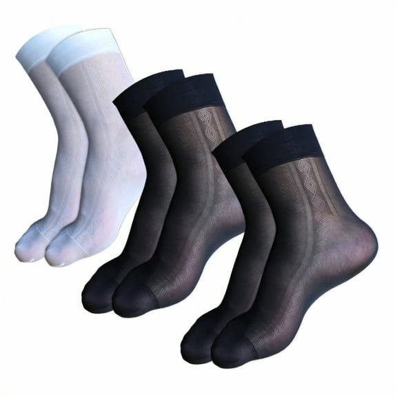 TELOLY 3Pairs Mens Dress Socks,Sheer Short Stockings Dress Socks for Men 9-12,Summer Light & Breathable Tube Socks,Combination3
