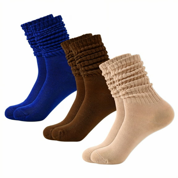 TELOLY 3Pairs Slouchy Socks for Women,Bubble Socks Boot Socks for Women,Warm for Fall & Winter Scrunch Socks Women,Combination2