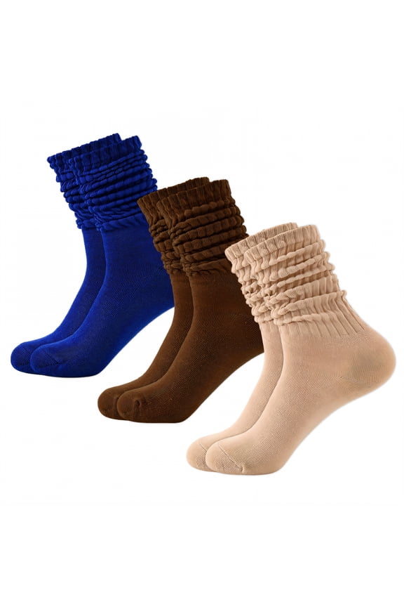 3Pairs Slouchy Socks for Women,Bubble Socks Boot Socks for Women,Warm for Fall & Winter Scrunch Socks Women,Combination2