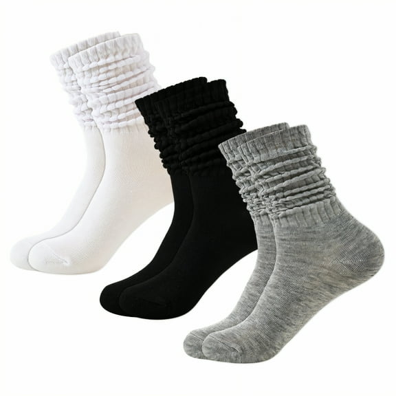TELOLY 3Pairs Slouchy Socks for Women,Bubble Socks Boot Socks for Women,Warm for Fall & Winter Scrunch Socks Women,Combination2