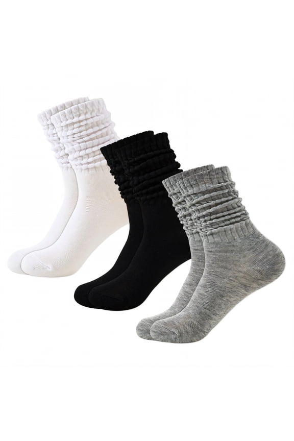 3Pairs Slouchy Socks for Women,Bubble Socks Boot Socks for Women,Warm for Fall & Winter Scrunch Socks Women,Combination2