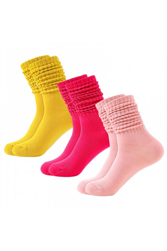3Pairs Slouchy Socks for Women,Bubble Socks Boot Socks for Women,Warm for Fall & Winter Scrunch Socks Women,Combination2