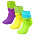 thumbnail image 1 of TELOLY 3Pairs Slouchy Socks for Women,No Squeeze, No Deformation Boot Socks for Women,Color Block Design Scrunch Socks Women,Combination3, 1 of 6
