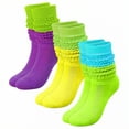 thumbnail image 1 of TELOLY 3Pairs Slouchy Socks for Women,No Squeeze, No Deformation Boot Socks for Women,Color Block Design Scrunch Socks Women,Combination3, 1 of 1