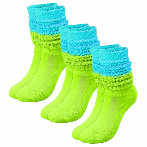 TELOLY 3Pairs Slouchy Socks for Women,No Squeeze, No Deformation Boot Socks for Women,Color Block Design Scrunch Socks Women,Contrasting Colors3