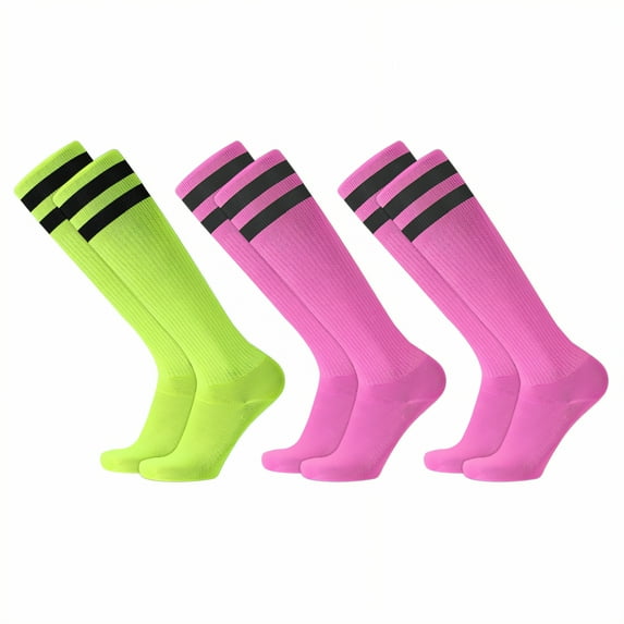 TELOLY 3Pairs Soccer Socks Kids,Thickened Sports Socks Toddler Soccer Socks,Grip Sole Socks Baseball Socks Youth Boys,Combination4,S