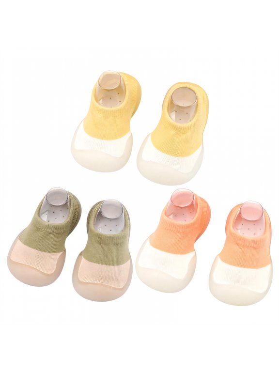 3Pairs Sock Shoes Toddler,11.5Cm Sock Shoes for Baby Boy,Knitted Fabric Sock Shoes for Baby Girl,Combination2