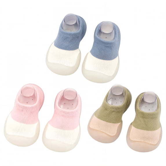 TELOLY 3Pairs Sock Shoes Toddler,13.5Cm Sock Shoes for Baby Boy,Unisex Design Sock Shoes for Baby Girl,Combination1