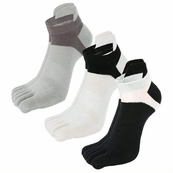 TELOLY 3Pairs Toe Socks,Summer Lightweight Short Socks for Women,Solid Color Mens No Show Socks,Combination1
