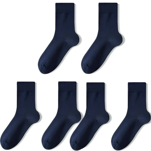 TELOLY 3Pairs Trouser Socks Women,Classic Mid-Calf Style Cotton Socks for Women,Versatile Everyday Wear Womens Dress Socks,NavyBlue