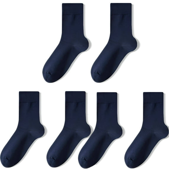 TELOLY 3Pairs Trouser Socks Women,Classic Mid-Calf Style Cotton Socks for Women,Versatile Everyday Wear Womens Dress Socks,NavyBlue