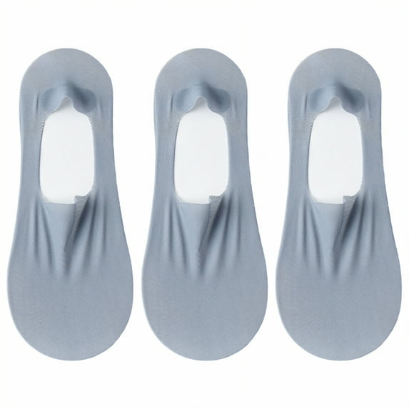 TELOLY 3Pairs Womens No Show Socks,Anti-Slip & Sweat-Wick No Show Socks Womens for Flats,Solid Color Flat Socks for Women,Gray