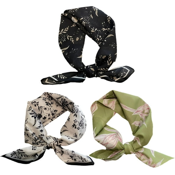 TELOLY 3Pcs Bandanas for Women,Floral Print Green Bandana,Printing Bandana Set